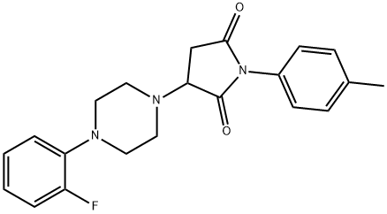 3-[4-(2-fluorophenyl)-1-piperazinyl]-1-(4-methylphenyl)-2,5-pyrrolidinedione Struktur