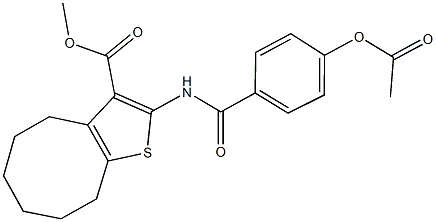 methyl 2-{[4-(acetyloxy)benzoyl]amino}-4,5,6,7,8,9-hexahydrocycloocta[b]thiophene-3-carboxylate Struktur