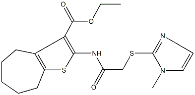 ethyl 2-({[(1-methyl-1H-imidazol-2-yl)sulfanyl]acetyl}amino)-5,6,7,8-tetrahydro-4H-cyclohepta[b]thiophene-3-carboxylate Struktur