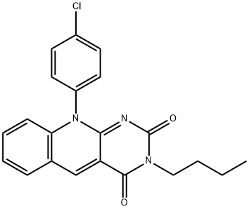 3-butyl-10-(4-chlorophenyl)pyrimido[4,5-b]quinoline-2,4(3H,10H)-dione Struktur