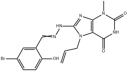 5-bromo-2-hydroxybenzaldehyde (7-allyl-3-methyl-2,6-dioxo-2,3,6,7-tetrahydro-1H-purin-8-yl)hydrazone Struktur