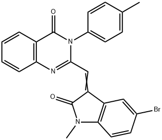 2-[(5-bromo-1-methyl-2-oxo-1,2-dihydro-3H-indol-3-ylidene)methyl]-3-(4-methylphenyl)-4(3H)-quinazolinone Struktur