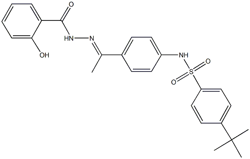 4-tert-butyl-N-{4-[N-(2-hydroxybenzoyl)ethanehydrazonoyl]phenyl}benzenesulfonamide Struktur