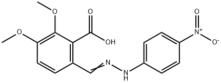 6-(2-{4-nitrophenyl}carbohydrazonoyl)-2,3-dimethoxybenzoic acid Struktur