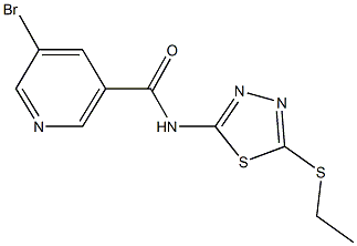 5-bromo-N-[5-(ethylsulfanyl)-1,3,4-thiadiazol-2-yl]nicotinamide Struktur