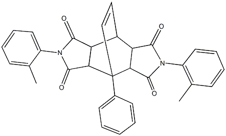 4,10-bis(2-methylphenyl)-1-phenyl-4,10-diazatetracyclo[5.5.2.0~2,6~.0~8,12~]tetradec-13-ene-3,5,9,11-tetrone Struktur