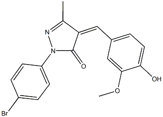 2-(4-bromophenyl)-4-(4-hydroxy-3-methoxybenzylidene)-5-methyl-2,4-dihydro-3H-pyrazol-3-one Struktur