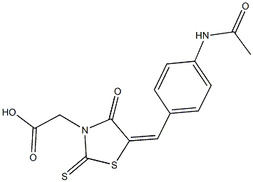 {5-[4-(acetylamino)benzylidene]-4-oxo-2-thioxo-1,3-thiazolidin-3-yl}acetic acid Struktur