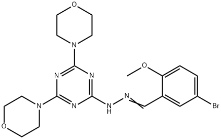 5-bromo-2-methoxybenzaldehyde [4,6-di(4-morpholinyl)-1,3,5-triazin-2-yl]hydrazone Struktur