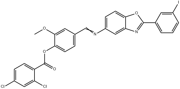 4-({[2-(3-iodophenyl)-1,3-benzoxazol-5-yl]imino}methyl)-2-methoxyphenyl 2,4-dichlorobenzoate Struktur