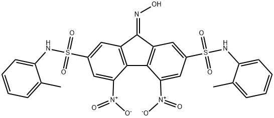 9-(hydroxyimino)-4,5-bisnitro-N~2~,N~7~-bis(2-methylphenyl)-9H-fluorene-2,7-disulfonamide Struktur