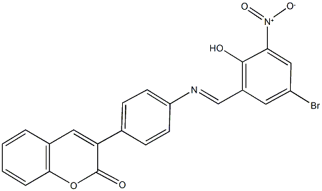 3-[4-({5-bromo-2-hydroxy-3-nitrobenzylidene}amino)phenyl]-2H-chromen-2-one Struktur