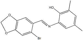 2-{[(6-bromo-1,3-benzodioxol-5-yl)methylene]amino}-4,6-dimethylphenol Struktur