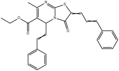 ethyl 7-methyl-3-oxo-2-(3-phenyl-2-propenylidene)-5-(2-phenylvinyl)-2,3-dihydro-5H-[1,3]thiazolo[3,2-a]pyrimidine-6-carboxylate Struktur