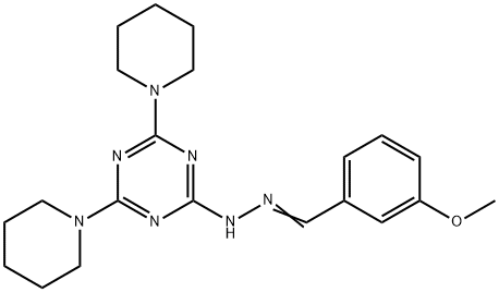 3-methoxybenzaldehyde (4,6-dipiperidin-1-yl-1,3,5-triazin-2-yl)hydrazone Struktur