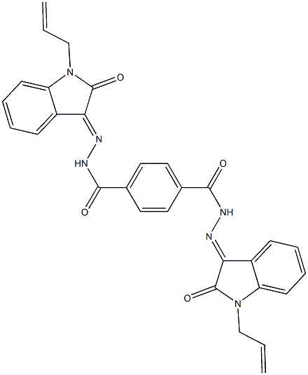 N'~1~,N'~4~-bis(1-allyl-2-oxo-1,2-dihydro-3H-indol-3-ylidene)terephthalohydrazide Struktur