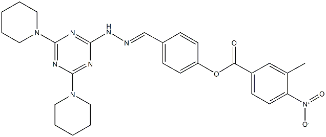 4-{2-[4,6-di(1-piperidinyl)-1,3,5-triazin-2-yl]carbohydrazonoyl}phenyl 4-nitro-3-methylbenzoate Struktur