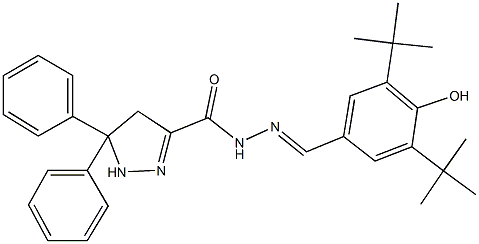 N'-(3,5-ditert-butyl-4-hydroxybenzylidene)-5,5-diphenyl-4,5-dihydro-1H-pyrazole-3-carbohydrazide Struktur