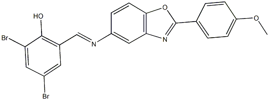 2,4-dibromo-6-({[2-(4-methoxyphenyl)-1,3-benzoxazol-5-yl]imino}methyl)phenol Struktur