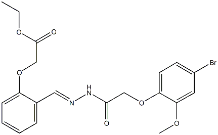 ethyl (2-{2-[(4-bromo-2-methoxyphenoxy)acetyl]carbohydrazonoyl}phenoxy)acetate Struktur