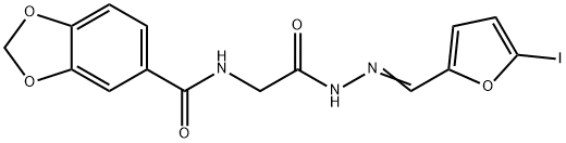 N-(2-{2-[(5-iodo-2-furyl)methylene]hydrazino}-2-oxoethyl)-1,3-benzodioxole-5-carboxamide Struktur