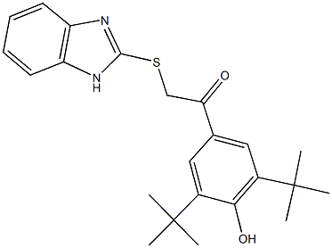 2-(1H-benzimidazol-2-ylsulfanyl)-1-(3,5-ditert-butyl-4-hydroxyphenyl)ethanone Struktur