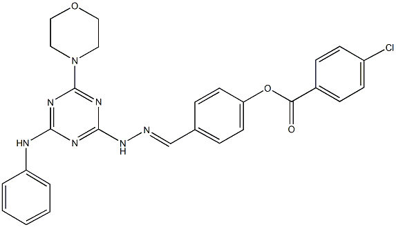 4-{2-[4-anilino-6-(4-morpholinyl)-1,3,5-triazin-2-yl]carbohydrazonoyl}phenyl 4-chlorobenzoate Struktur