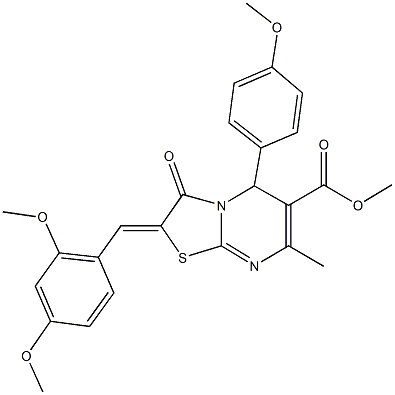 methyl 2-(2,4-dimethoxybenzylidene)-5-(4-methoxyphenyl)-7-methyl-3-oxo-2,3-dihydro-5H-[1,3]thiazolo[3,2-a]pyrimidine-6-carboxylate Struktur