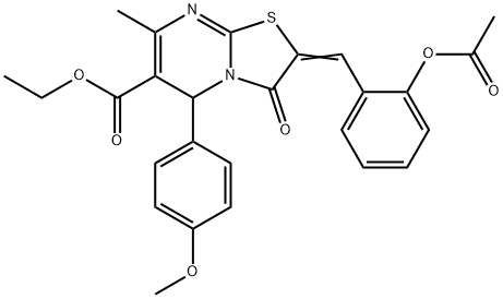 ethyl 2-[2-(acetyloxy)benzylidene]-5-(4-methoxyphenyl)-7-methyl-3-oxo-2,3-dihydro-5H-[1,3]thiazolo[3,2-a]pyrimidine-6-carboxylate Struktur