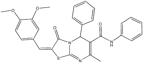 2-(3,4-dimethoxybenzylidene)-7-methyl-3-oxo-N,5-diphenyl-2,3-dihydro-5H-[1,3]thiazolo[3,2-a]pyrimidine-6-carboxamide Struktur