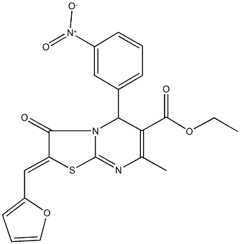 ethyl 2-(2-furylmethylene)-5-{3-nitrophenyl}-7-methyl-3-oxo-2,3-dihydro-5H-[1,3]thiazolo[3,2-a]pyrimidine-6-carboxylate Struktur