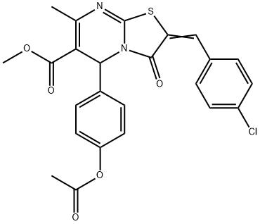 methyl 5-[4-(acetyloxy)phenyl]-2-(4-chlorobenzylidene)-7-methyl-3-oxo-2,3-dihydro-5H-[1,3]thiazolo[3,2-a]pyrimidine-6-carboxylate Struktur