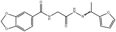 N-(2-{2-[1-(2-furyl)ethylidene]hydrazino}-2-oxoethyl)-1,3-benzodioxole-5-carboxamide Struktur