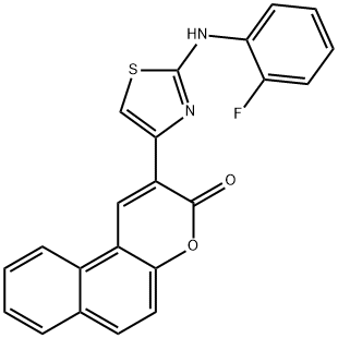 2-[2-(2-fluoroanilino)-1,3-thiazol-4-yl]-3H-benzo[f]chromen-3-one Struktur