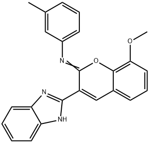 N-[3-(1H-benzimidazol-2-yl)-8-methoxy-2H-chromen-2-ylidene]-N-(3-methylphenyl)amine Struktur