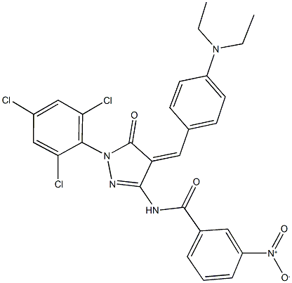 N-[4-[4-(diethylamino)benzylidene]-5-oxo-1-(2,4,6-trichlorophenyl)-4,5-dihydro-1H-pyrazol-3-yl]-3-nitrobenzamide Struktur