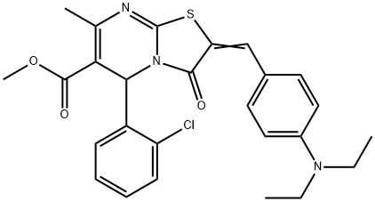 methyl 5-(2-chlorophenyl)-2-[4-(diethylamino)benzylidene]-7-methyl-3-oxo-2,3-dihydro-5H-[1,3]thiazolo[3,2-a]pyrimidine-6-carboxylate Struktur