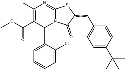 methyl 2-(4-tert-butylbenzylidene)-5-(2-chlorophenyl)-7-methyl-3-oxo-2,3-dihydro-5H-[1,3]thiazolo[3,2-a]pyrimidine-6-carboxylate Struktur