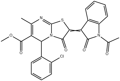 methyl 2-(1-acetyl-2-oxo-1,2-dihydro-3H-indol-3-ylidene)-5-(2-chlorophenyl)-7-methyl-3-oxo-2,3-dihydro-5H-[1,3]thiazolo[3,2-a]pyrimidine-6-carboxylate Struktur