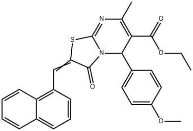 ethyl 5-(4-methoxyphenyl)-7-methyl-2-(1-naphthylmethylene)-3-oxo-2,3-dihydro-5H-[1,3]thiazolo[3,2-a]pyrimidine-6-carboxylate Struktur