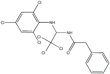 2-phenyl-N-[2,2,2-trichloro-1-(2,4,6-trichloroanilino)ethyl]acetamide Struktur