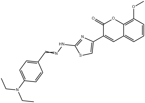 4-(diethylamino)benzaldehyde [4-(8-methoxy-2-oxo-2H-chromen-3-yl)-1,3-thiazol-2-yl]hydrazone Struktur