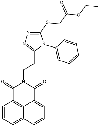 ethyl ({5-[2-(1,3-dioxo-1H-benzo[de]isoquinolin-2(3H)-yl)ethyl]-4-phenyl-4H-1,2,4-triazol-3-yl}sulfanyl)acetate Struktur