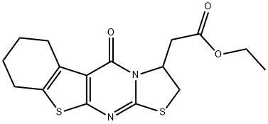 ethyl (5-oxo-2,3,6,7,8,9-hexahydro-5H-[1]benzothieno[2,3-d][1,3]thiazolo[3,2-a]pyrimidin-3-yl)acetate Struktur