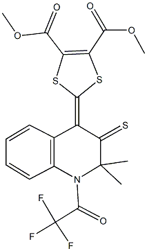 dimethyl 2-(2,2-dimethyl-3-thioxo-1-(trifluoroacetyl)-2,3-dihydro-4(1H)-quinolinylidene)-1,3-dithiole-4,5-dicarboxylate Struktur