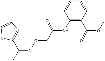 methyl 2-{[({[1-(2-thienyl)ethylidene]amino}oxy)acetyl]amino}benzoate Struktur