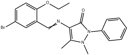 4-[(5-bromo-2-ethoxybenzylidene)amino]-1,5-dimethyl-2-phenyl-1,2-dihydro-3H-pyrazol-3-one Struktur