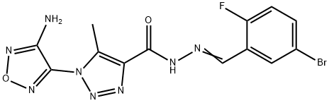 1-(4-amino-1,2,5-oxadiazol-3-yl)-N'-(5-bromo-2-fluorobenzylidene)-5-methyl-1H-1,2,3-triazole-4-carbohydrazide Struktur