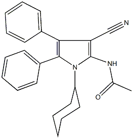 N-(3-cyano-1-cyclohexyl-4,5-diphenyl-1H-pyrrol-2-yl)acetamide Struktur