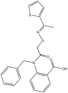 2-{benzyl[({[1-(2-thienyl)ethylidene]amino}oxy)acetyl]amino}benzoic acid Struktur